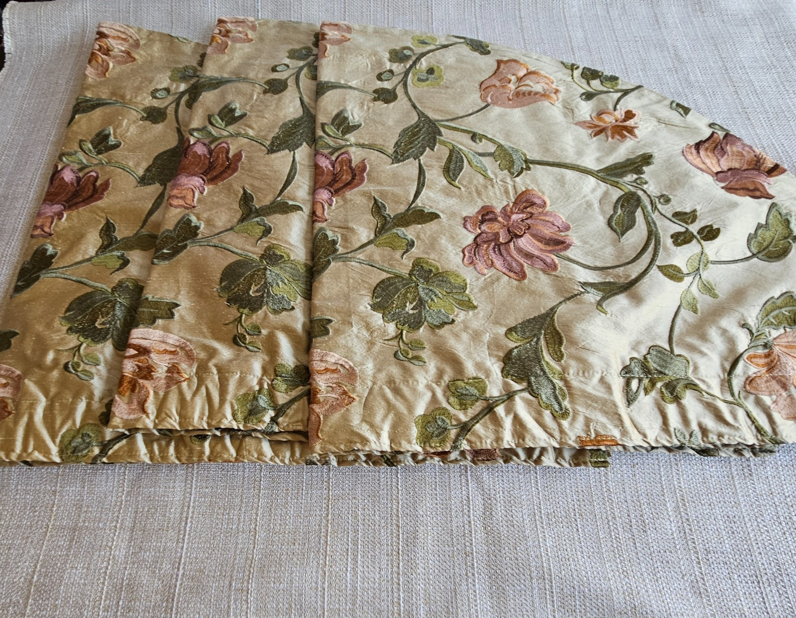 Jacquard Curtain Valance Set 3 Floral Gold Green Curtain 35″W x17.5″L