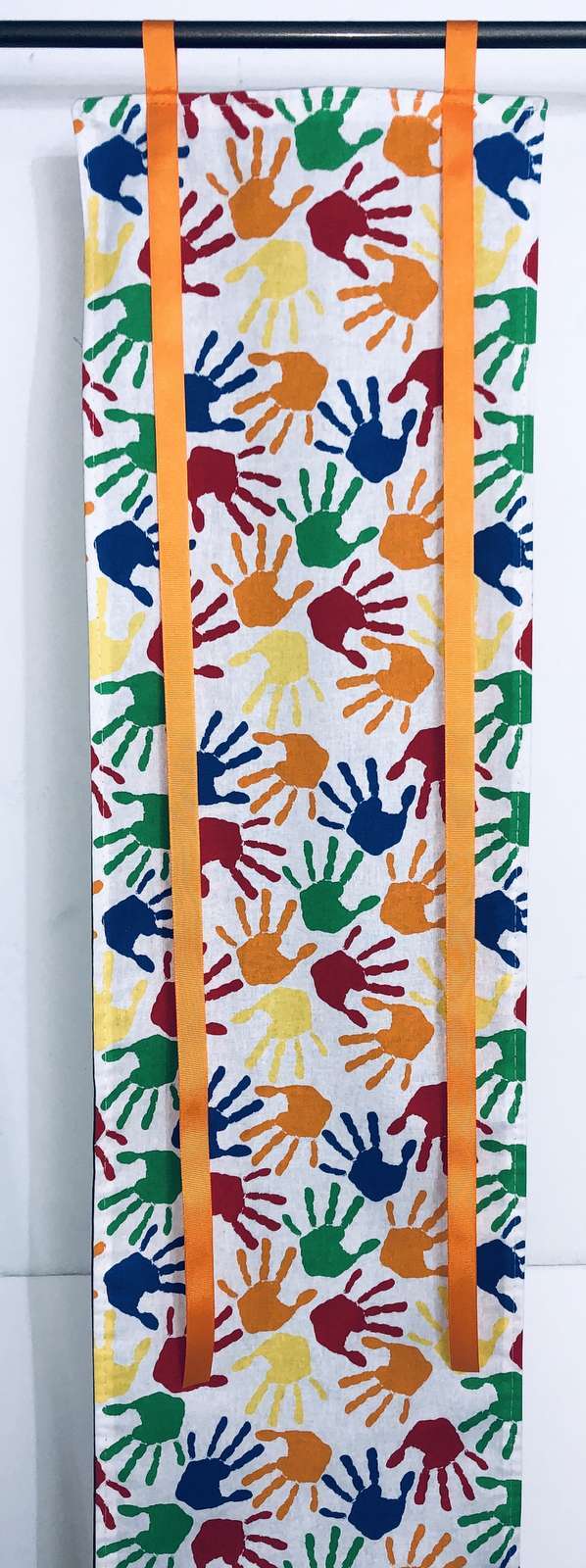 Classroom Door Window Curtain Kids Handprints White Roll Up Privacy School Panel