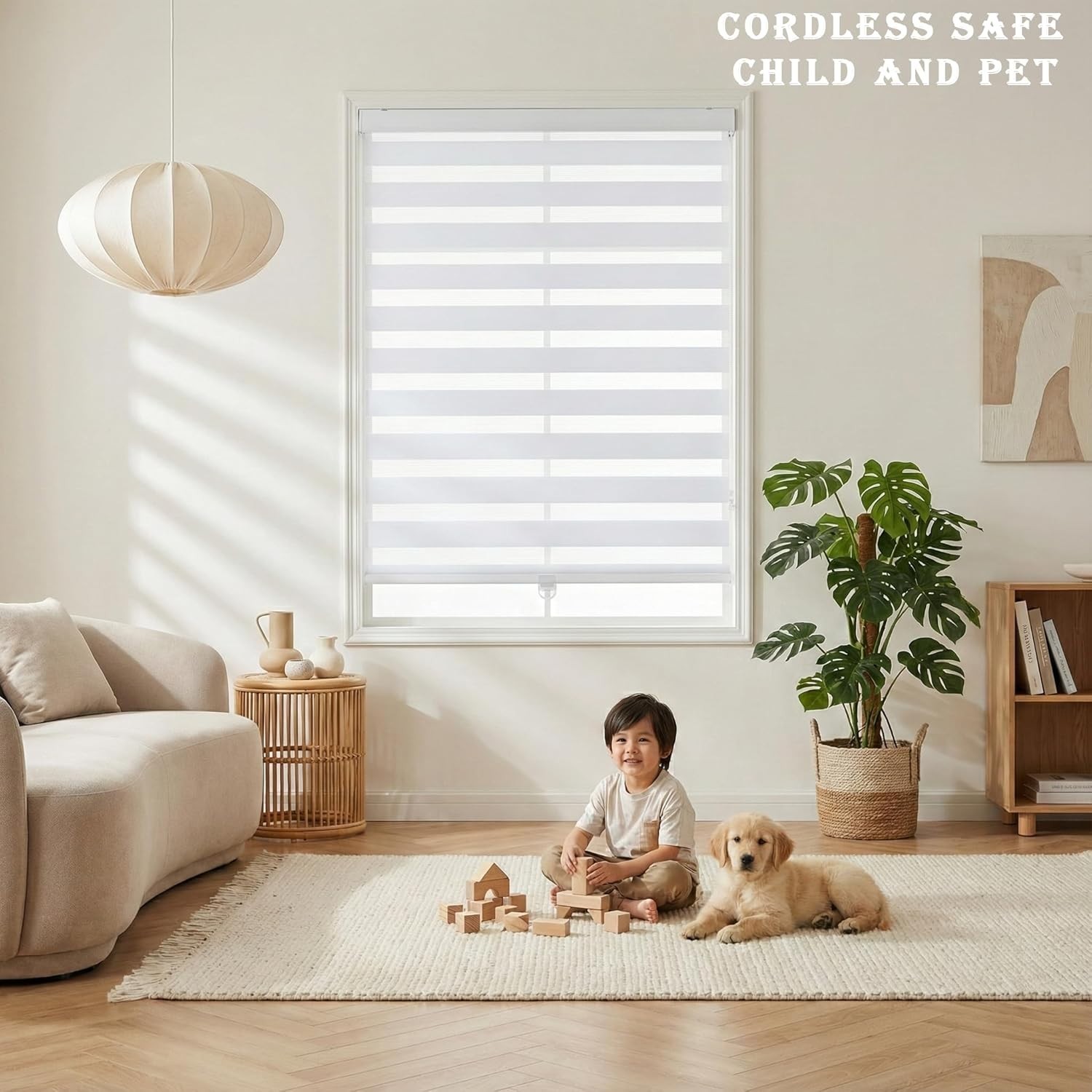 Cordless Zebra Blinds – 72″ Height, 22.5″ Width – Chic Light Filtering Privacy