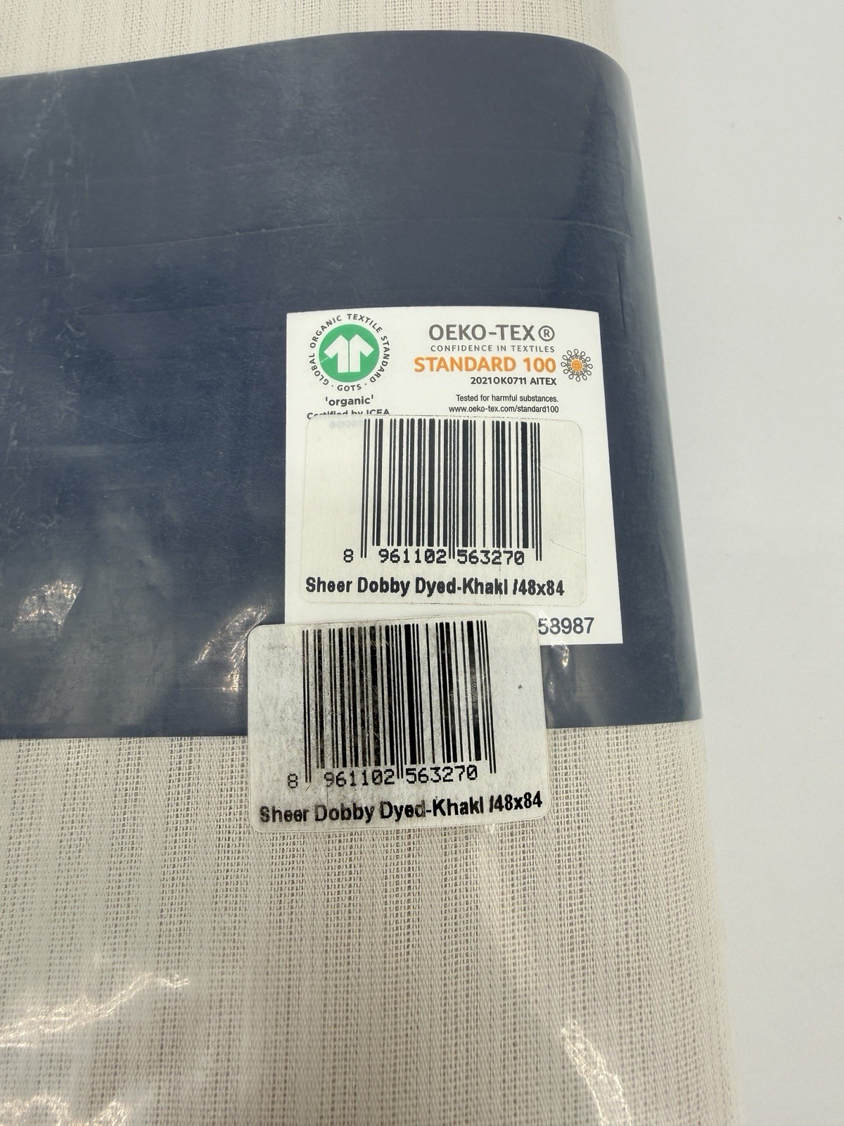 Gap Home Organic Cotton Window Curtain pair 48×84 sheer dobby dyed Khaki