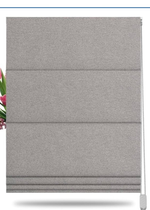 NEW Blackout Roman Shades Gray Linen, Room Dark, Thermal, Outside Mount 27w 67 h