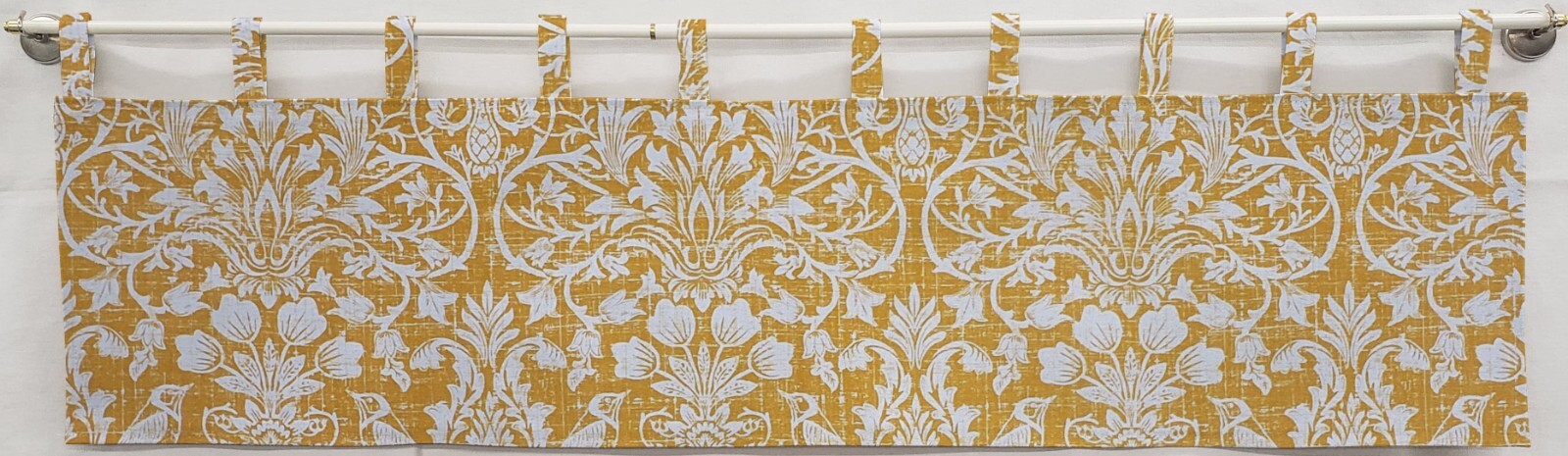 Gold Floral Damask Tab Top Valances or Curtains
