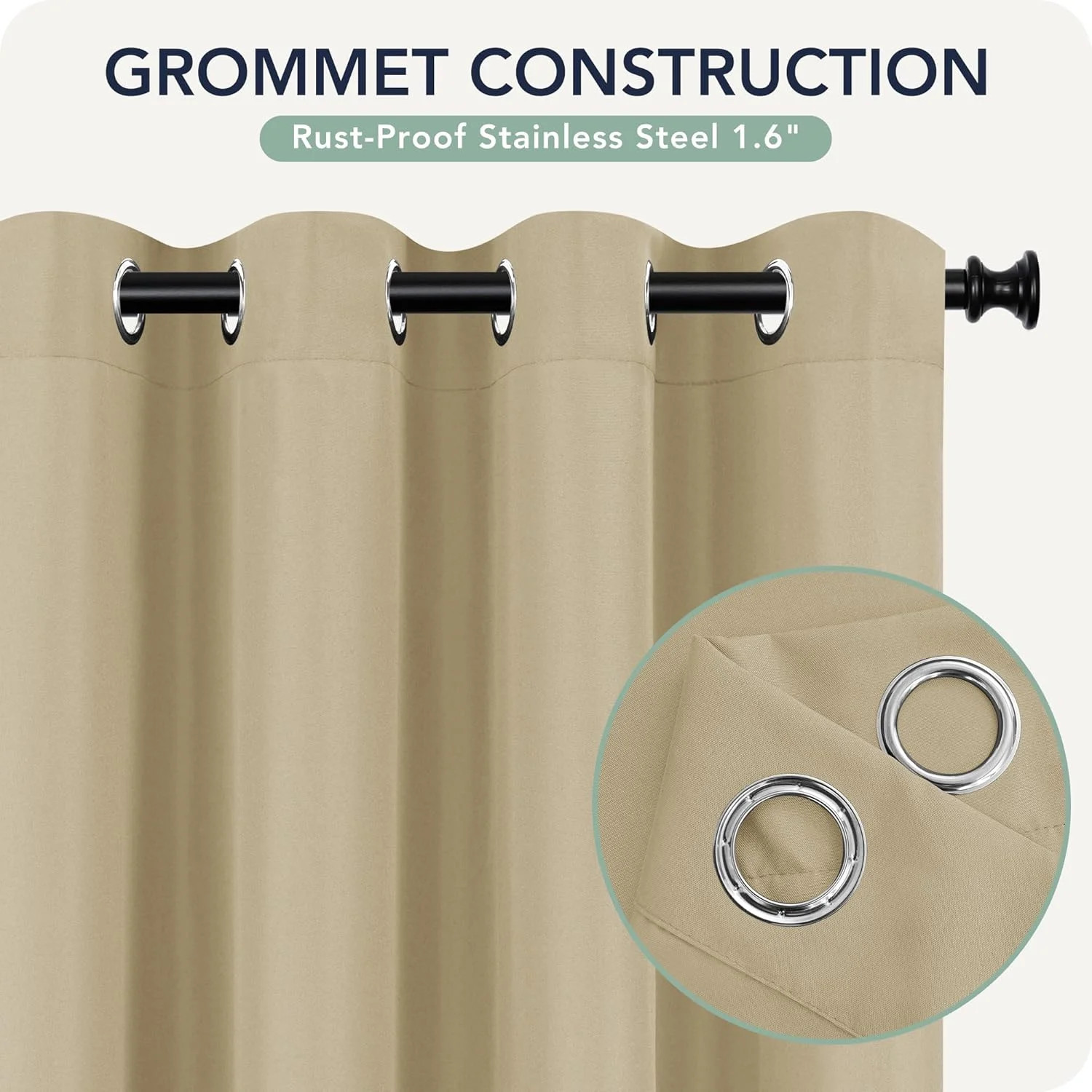 Outdoor Curtains for Patio Waterproof 6 Panels – Windproof, Privacy, Weatherproo