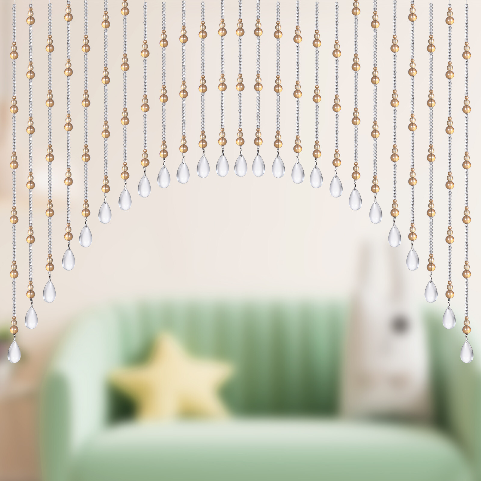 25/40 Strands Arched Crystal Glass Beaded Curtain Hanging Doorway Window Valance