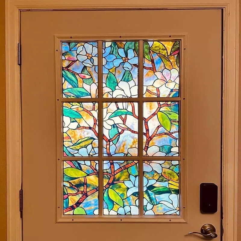 Window Film Stained Glass Vinyl Static Self Adhesive Film Frosted Decor Sticker