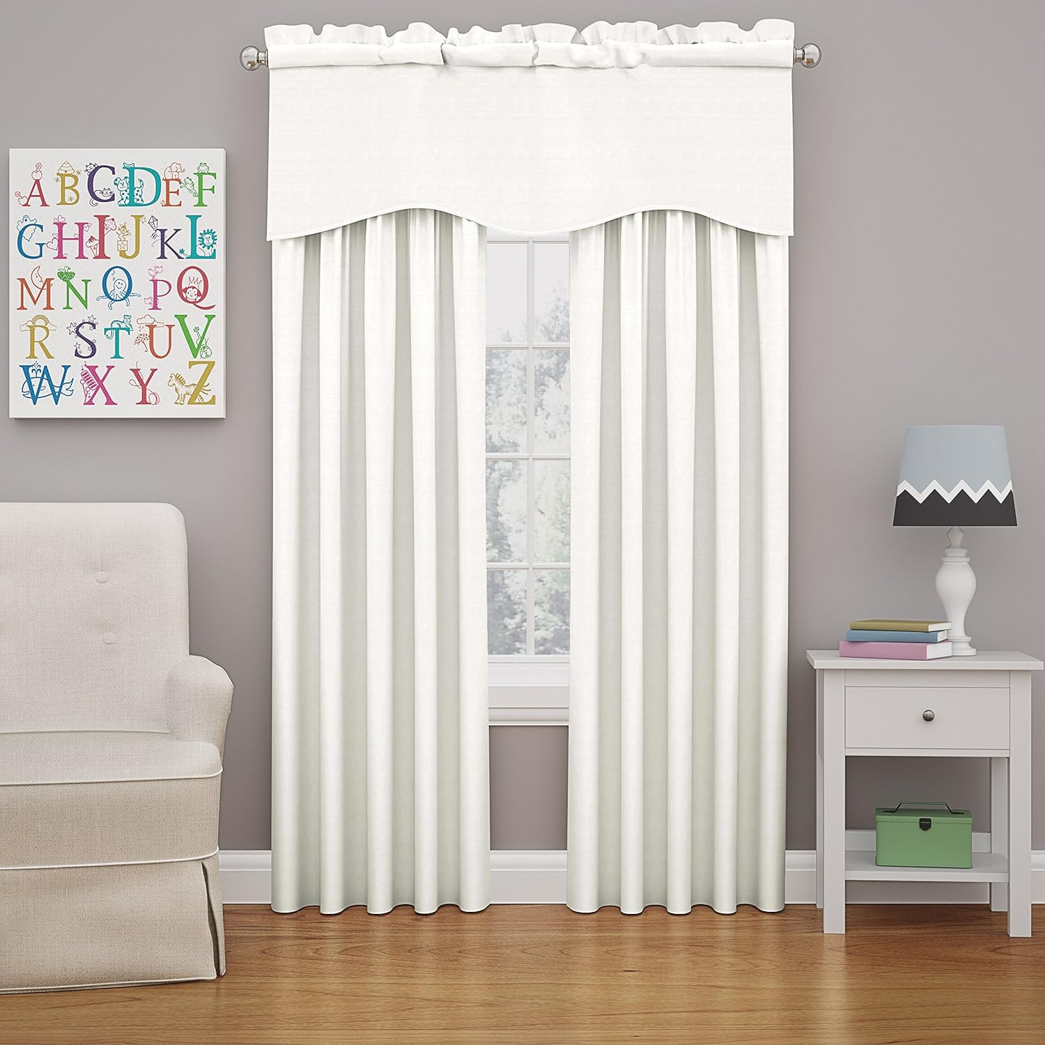 Kendall Modern Scalloped Valance Rod Pocket Window Curtain for Kitchen or Bathro
