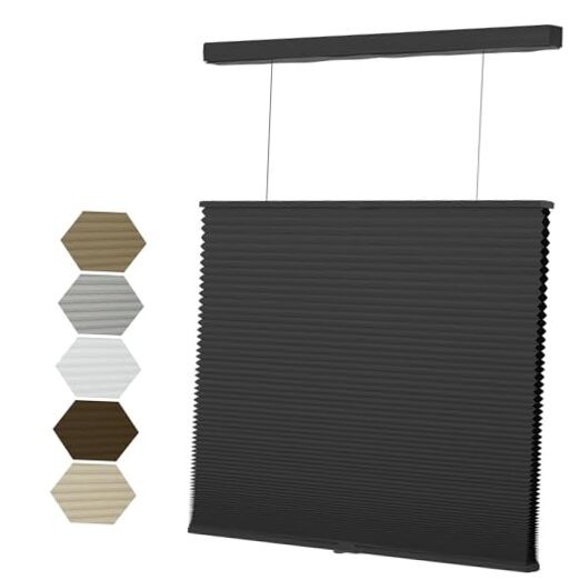 Top Down Bottom Up（TDBU Cellular Shades, 1.5 inch 22″W x 50″H Black-blackout