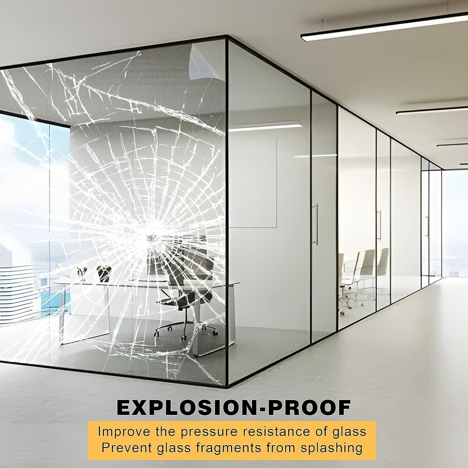 196″ Clear Security Self-Adhesive Window Film Glass UV Protection Anti Shatter