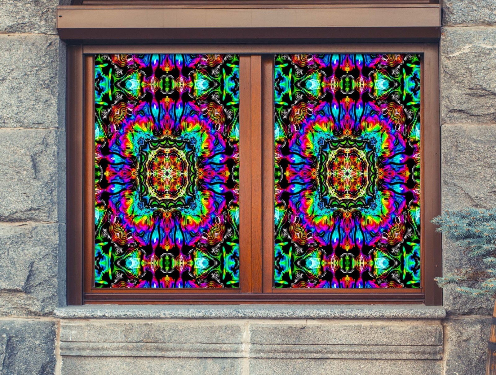 3D Kaleidoscope A193 Window Film Print Sticker Cling Stained Glass UV Sinsin