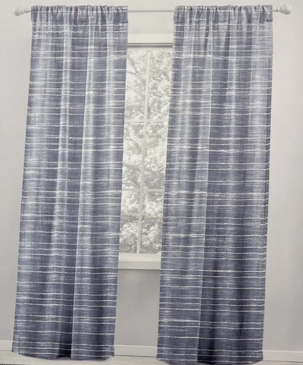 Ralph Lauren Curtains Caldwell Indigo 52 x 96 Drapes Blue Cobalt Striped Stripes