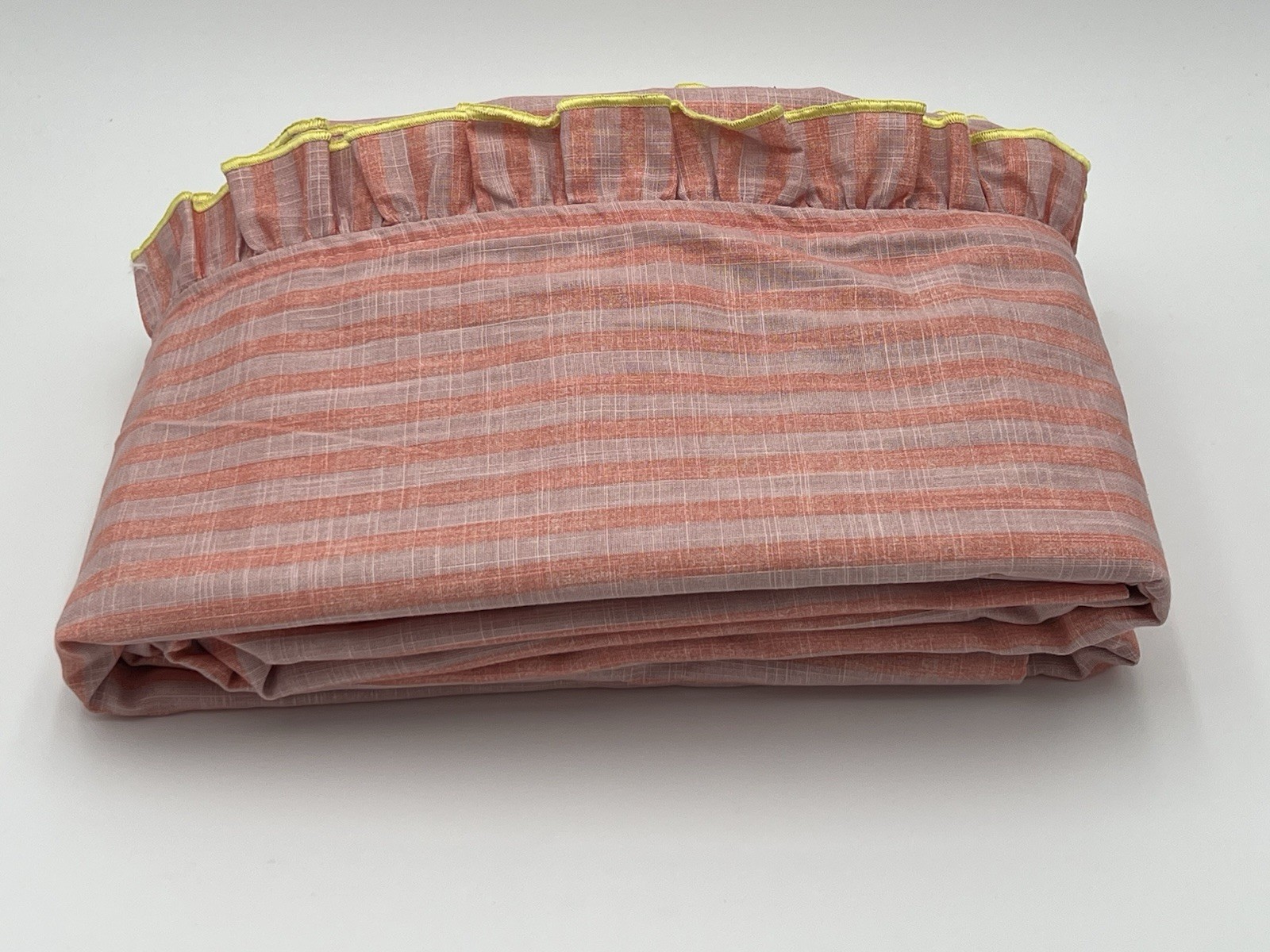 West Elm Pink Chicken Ruffle Stripe Blackout Curtain 48″x108″ Coral