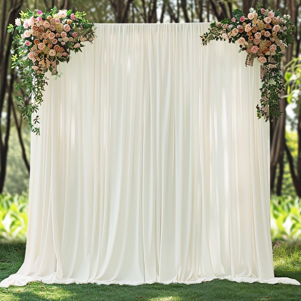 20x10ft Wrinkle Ivory Backdrop Curtain for Parties Soft Fabric Drapes Wedding