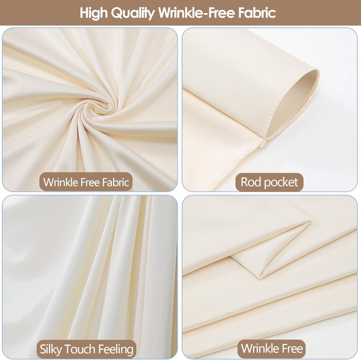 20x10ft Wrinkle Ivory Backdrop Curtain for Parties Soft Fabric Drapes Wedding