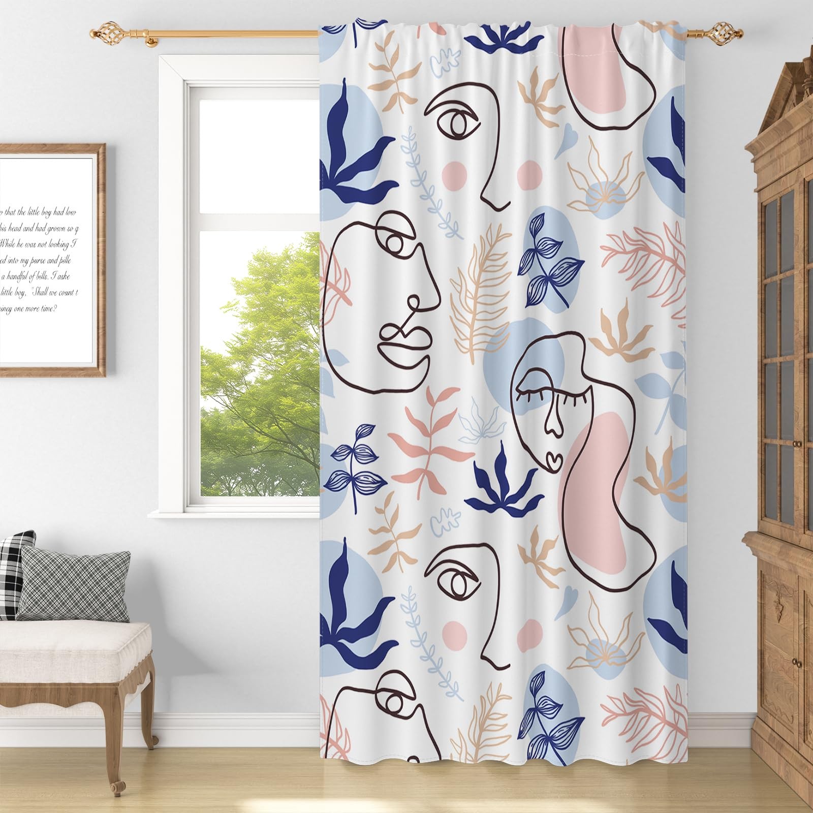 Boho Curtains For Bedroom Modern Minimalist Botanical Abstract…