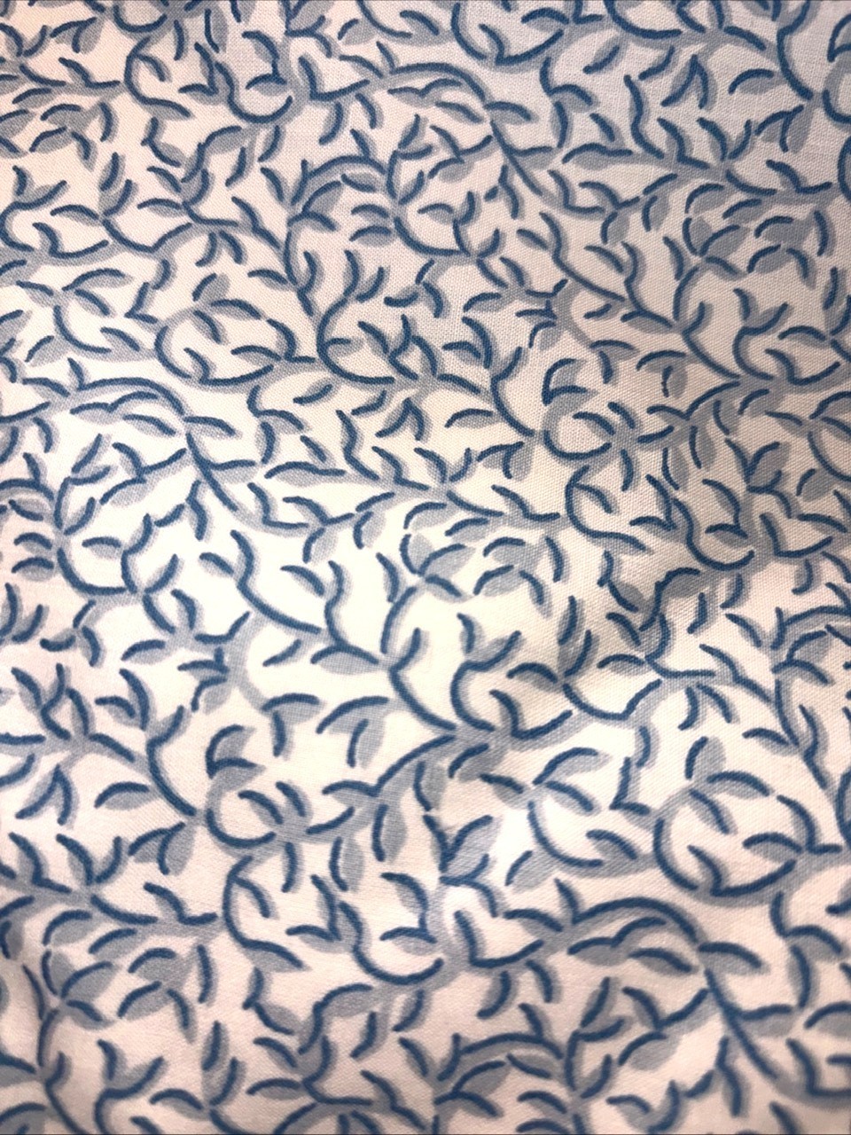 2 Panels Lined Curtains Blue Gray White Vines Leaf 85.5×90 Total w 3in. Rod Pkt