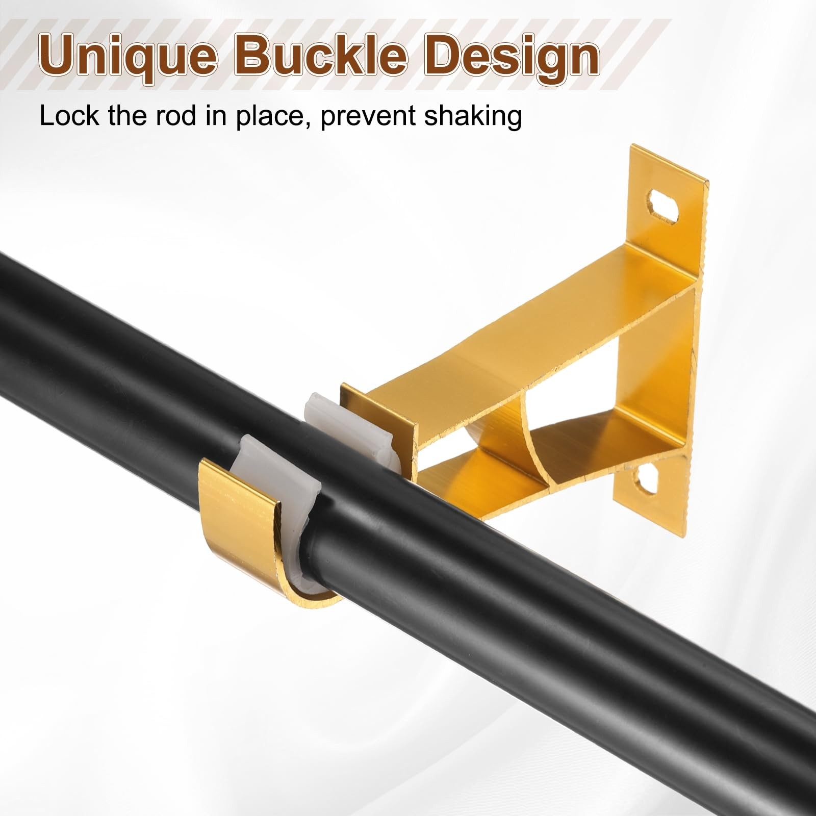 uxcell 12Pcs Curtain Rod Brackets, 110mm Single Drapery Bright Gold