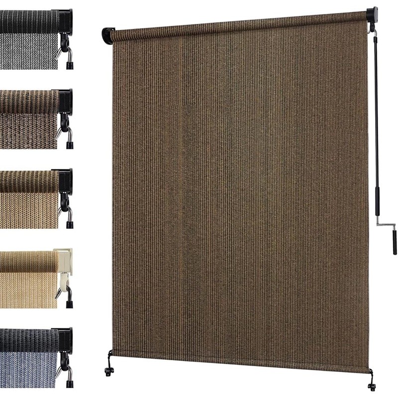 8FT Outdoor Roller Shade Patio Blind UV Protection HDPE Aluminum Easy Install US