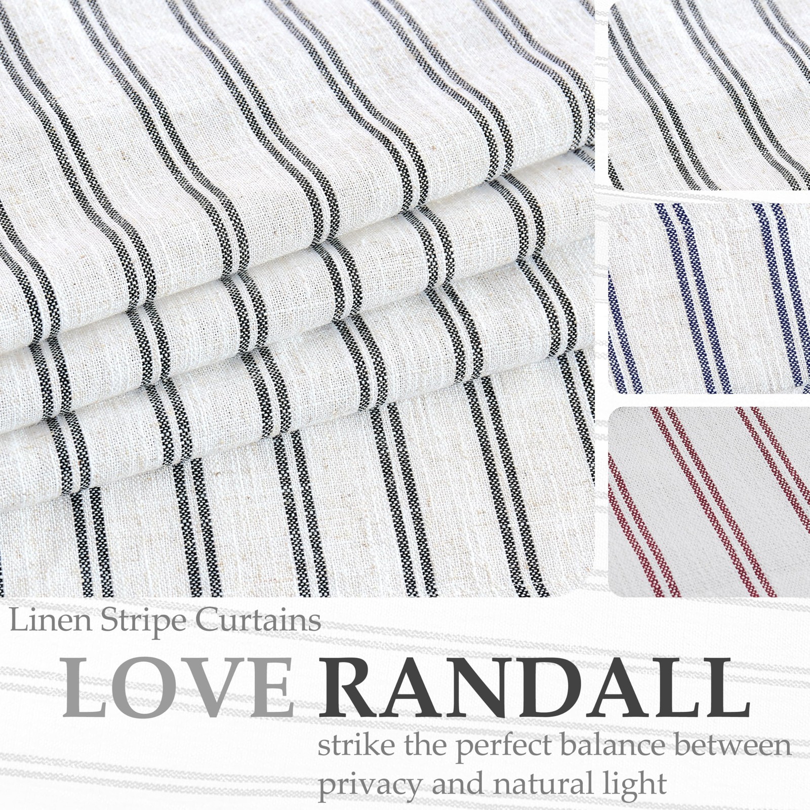 Linen Blend Yarn Dyed Striped Curtain for Living Room,Panels,90″