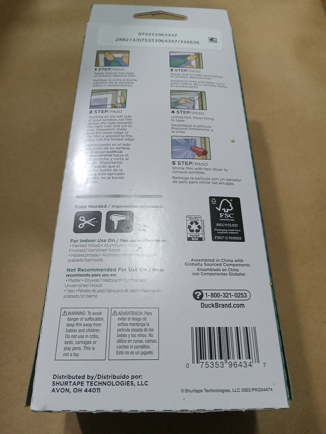 Duck Brand 62 in. x 420 in. Rolled Shrink Film Window Kit, Fits up to 10 Windows