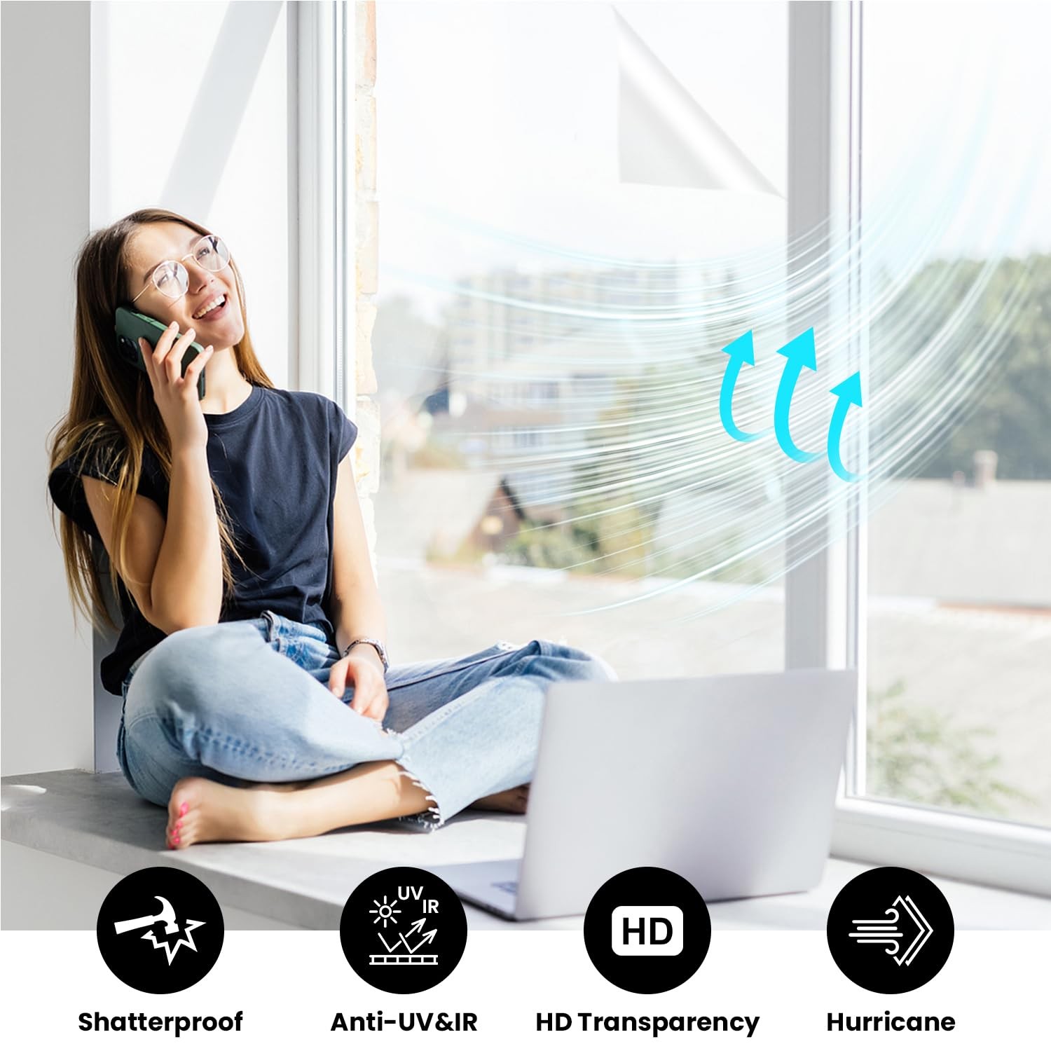 4Mil Window Film (17″ x 16.4ft) – Clear Safety Tempered Glass Shatterproof,Sc…