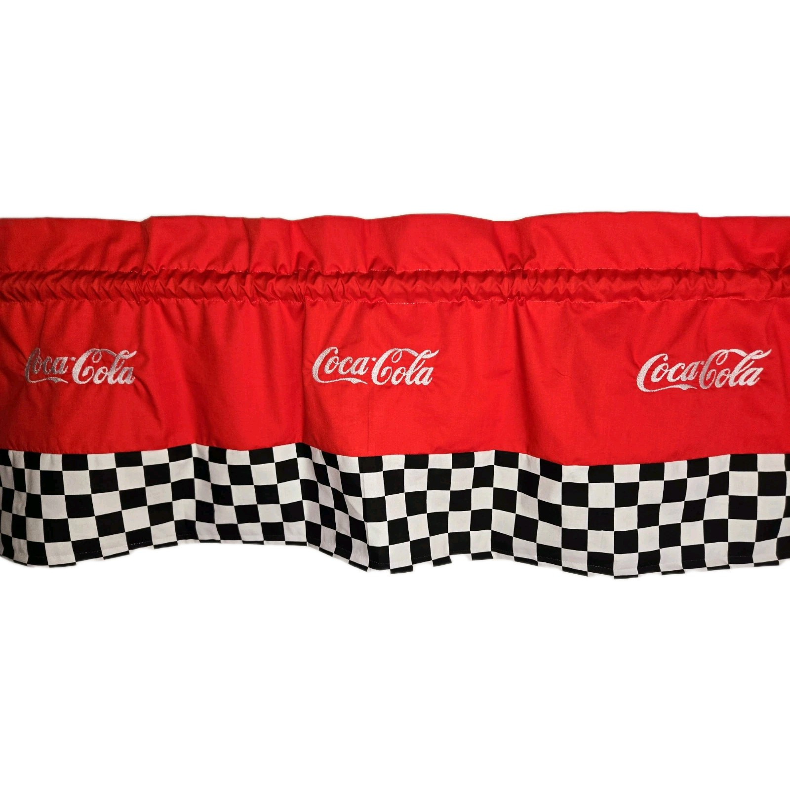 CUSTOM LINED VALANCE 42 X 15 RETRO DINER COCA COLA COKE SODA DRINK CURTAIN