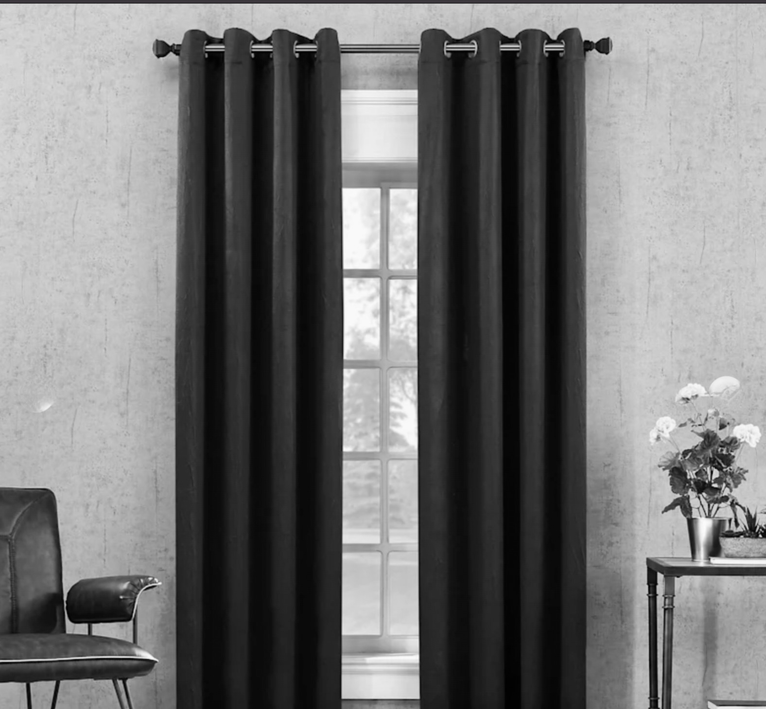 Black Blackout Curtains Pair 38×84 Grommet Window Panels Modern Room Darkening
