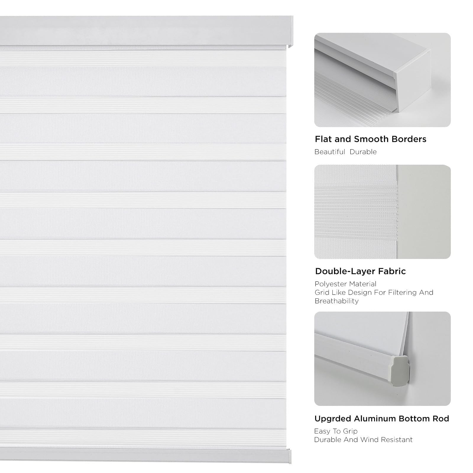 Joydeco Cordless Zebra Blinds (Pro) White 22″W x 75″H