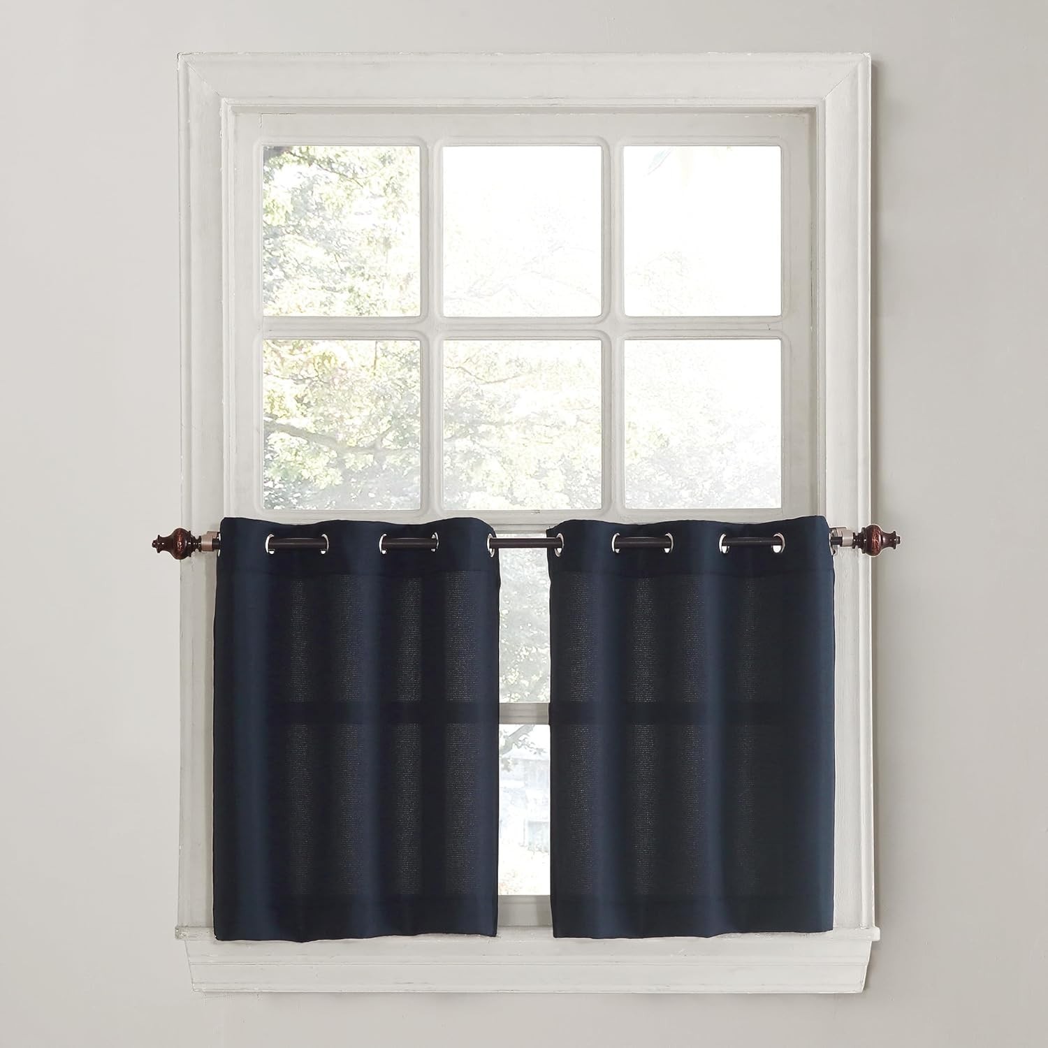 Grommet Top Navy Blue Semi-Sheer Curtain Pair – Perfect for Any Room, 2 Panels