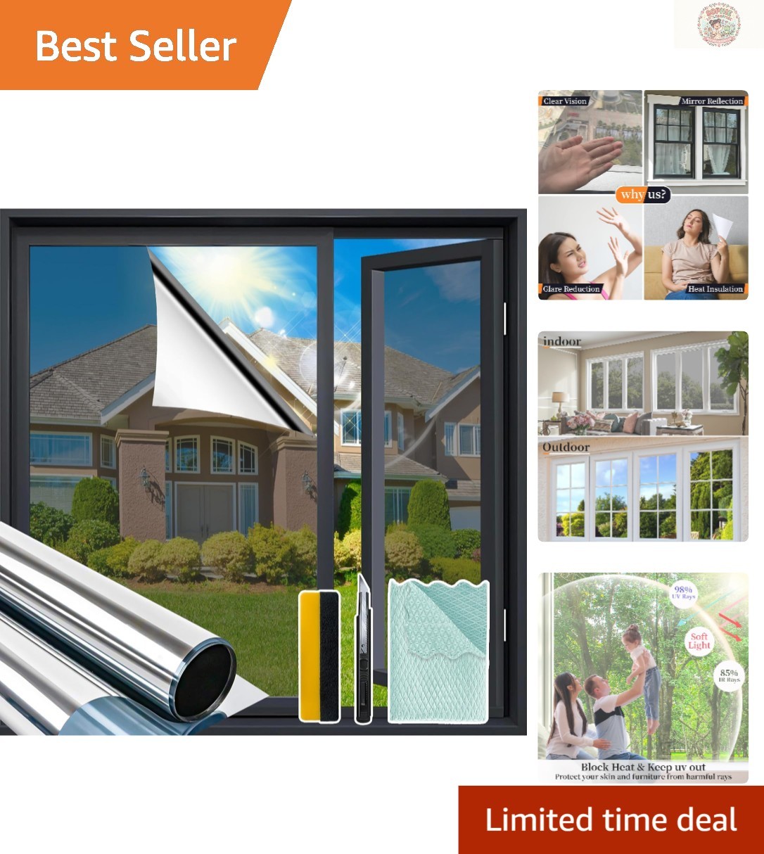 17.5×78.7 inch Anti-UV Window Privacy Film – Easy-Peel Installation Kit Included
