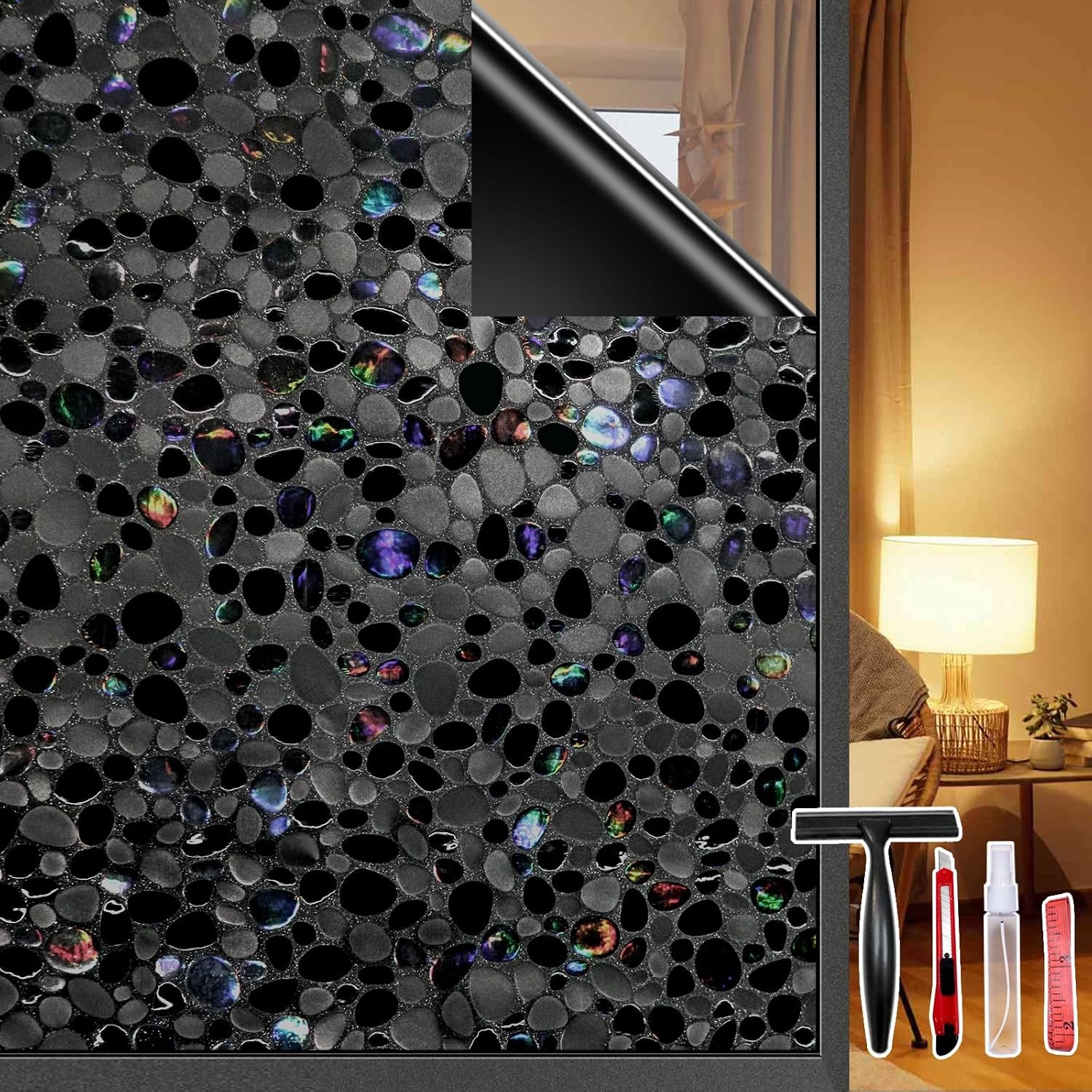 Blackout Window Film Privacy, 100% UV Blocking, Anti-Glare Dark Window
