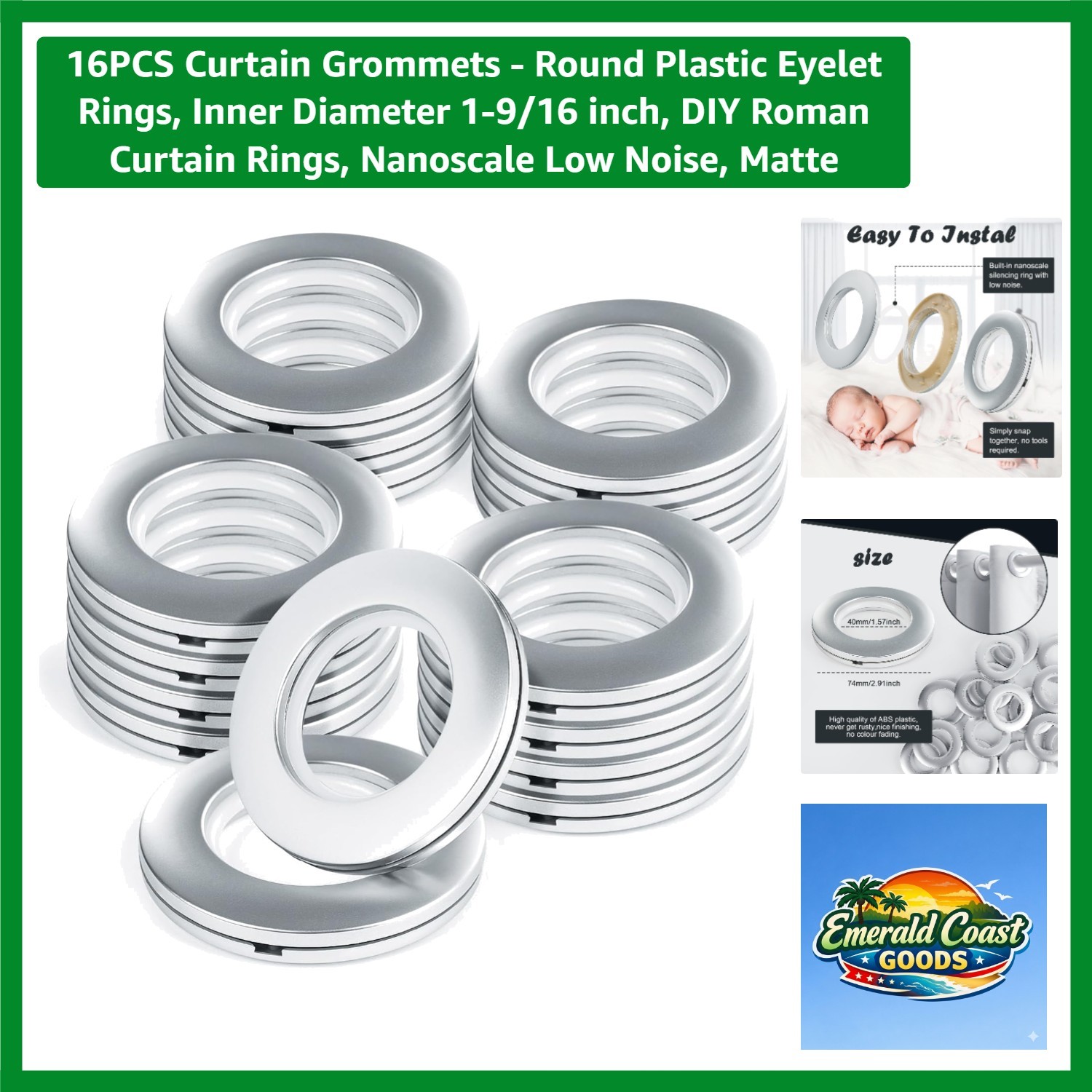 Stylish 16PCS Curtain Eyelets – Nanoscale Silent Grommets, Perfect for Any Home