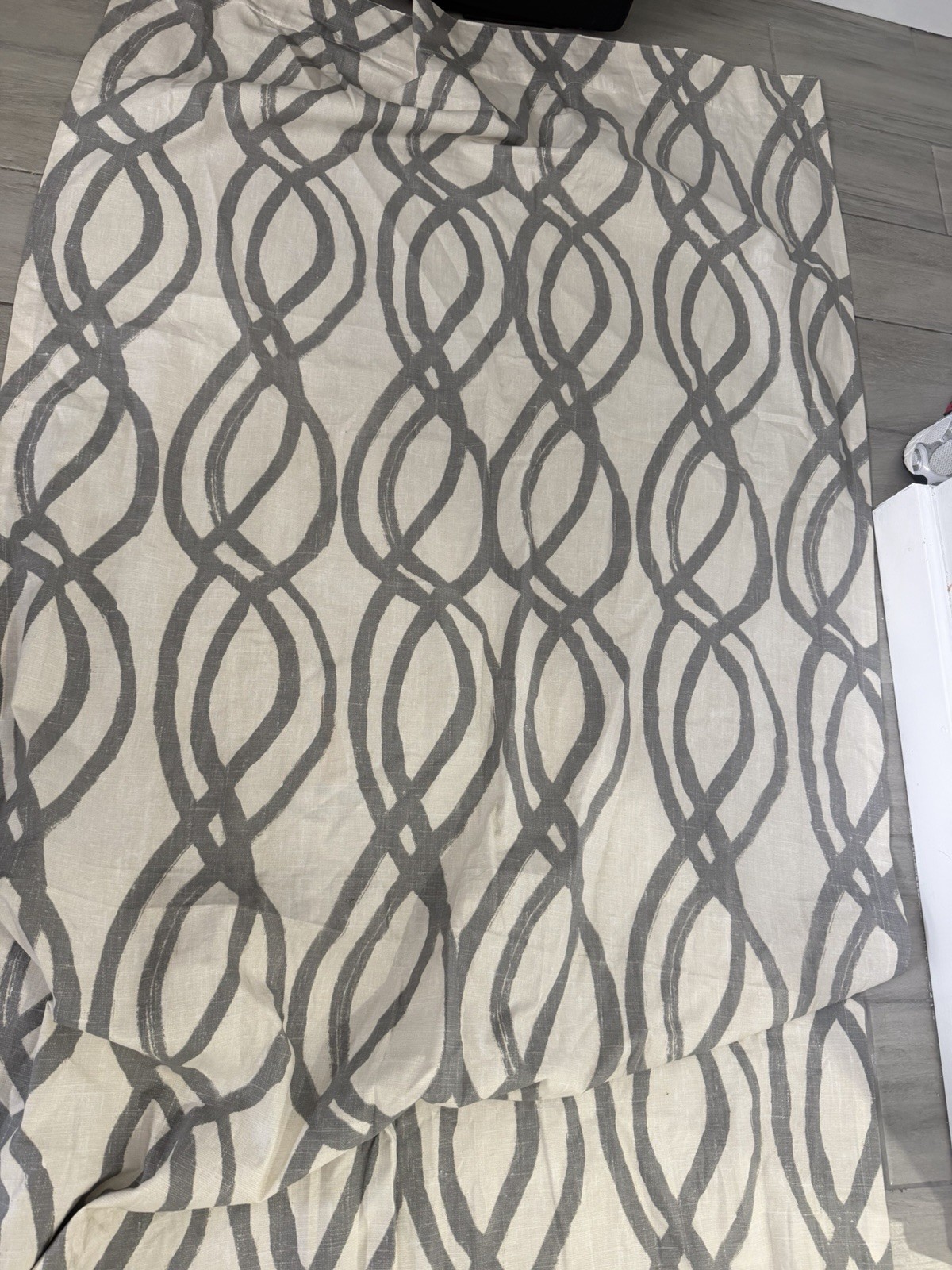 West Elm Cotton Curtain 4 Panels Gray/Beige Geometric 48×108 Light Filtering Rod
