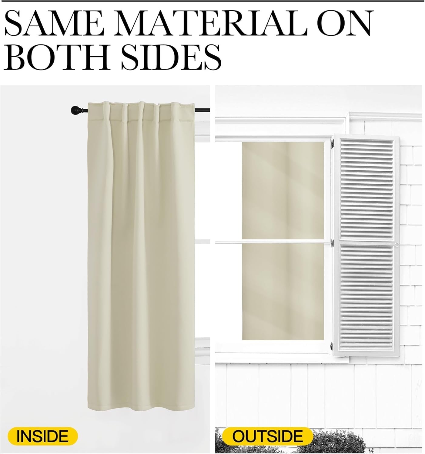 2-Pack Thermal Insulated Blackout Drapes in Beige – 34×63 Inch for Any Room