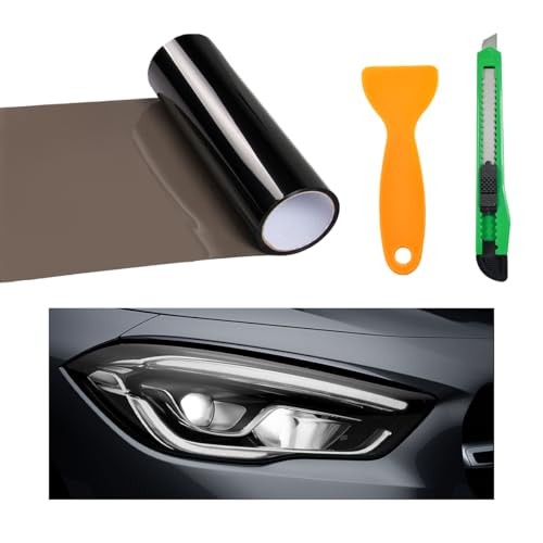 Wevdn Car Light Tint Film, 46.8″ × 11.8″ Extra-Wide Waterproof Light Black