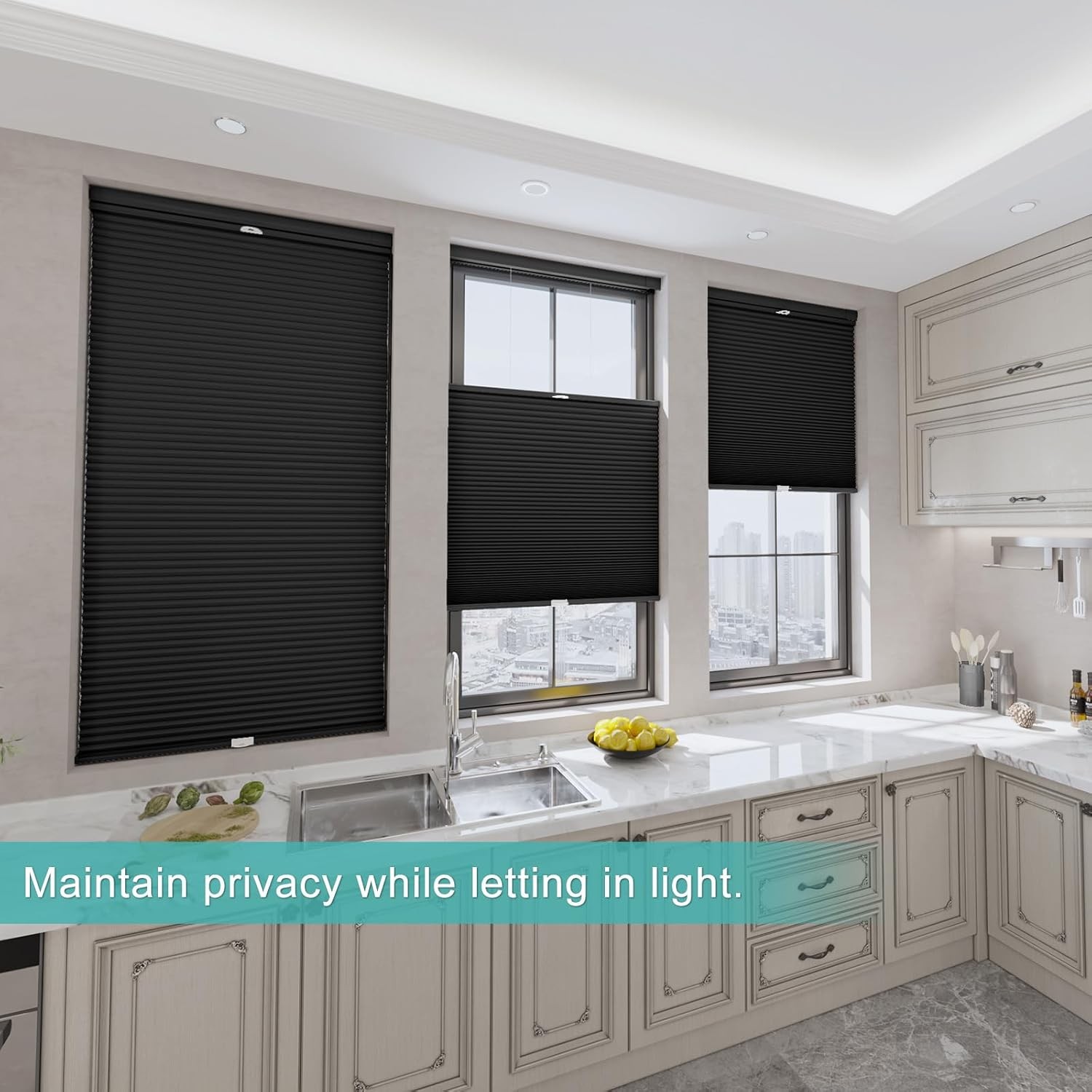 Light Filtering Cordless No Drill Top Down Bottom Up Cellular Shades Honeycomb