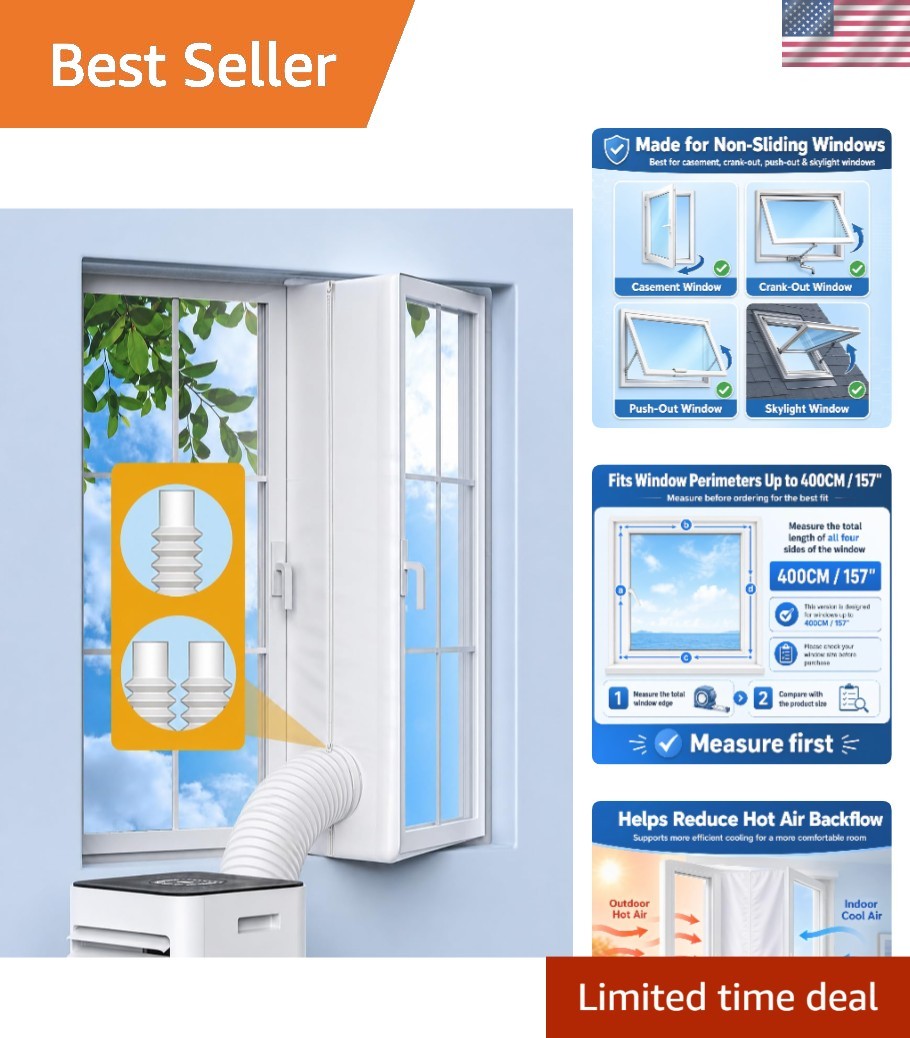 Flexible AC Window Seal Kit for Casement, Skylight Windows – 157 Inch, No Tools