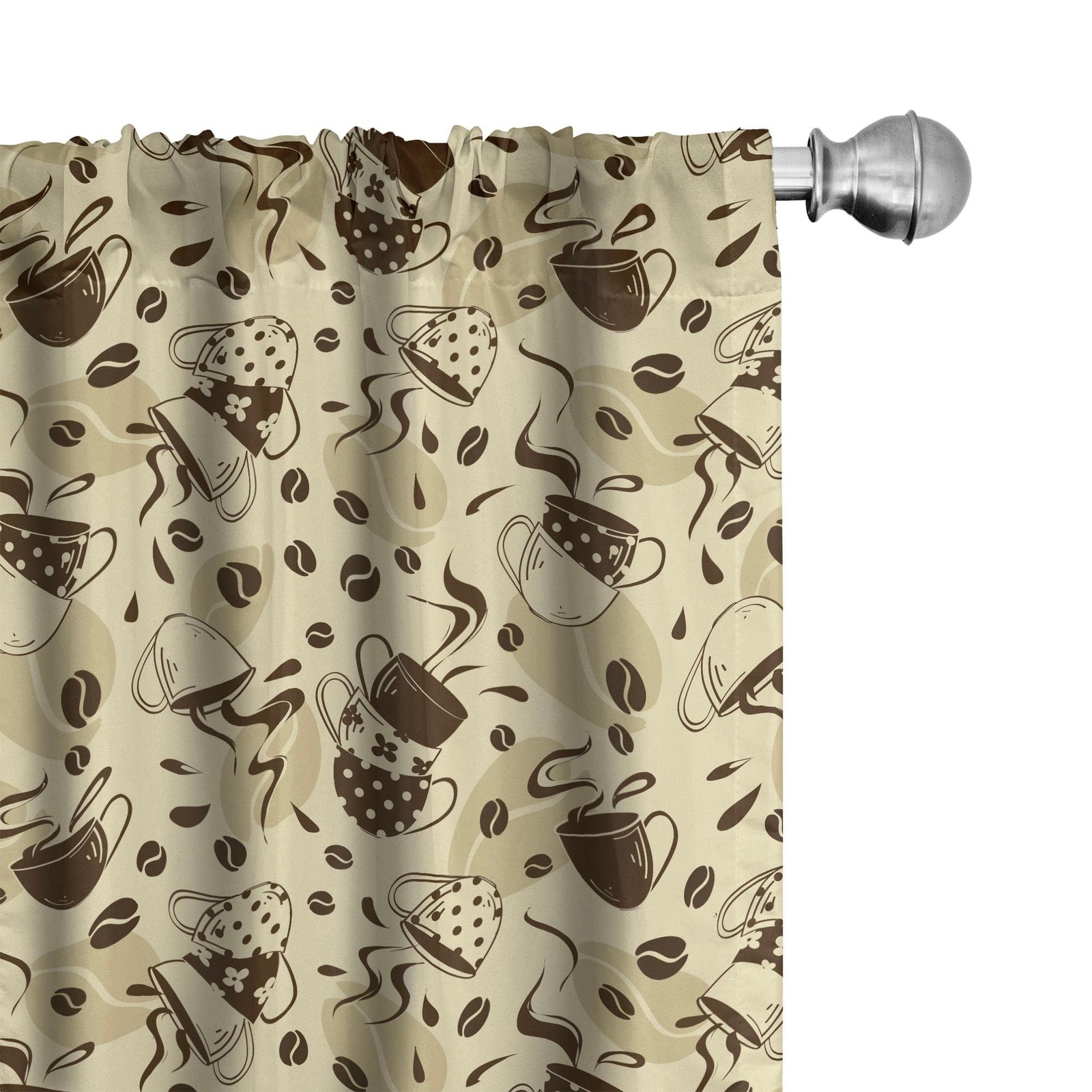 Modern Curtains, Contemporary Coffee Cups Polka Dots and Beans Roasted Graphi…