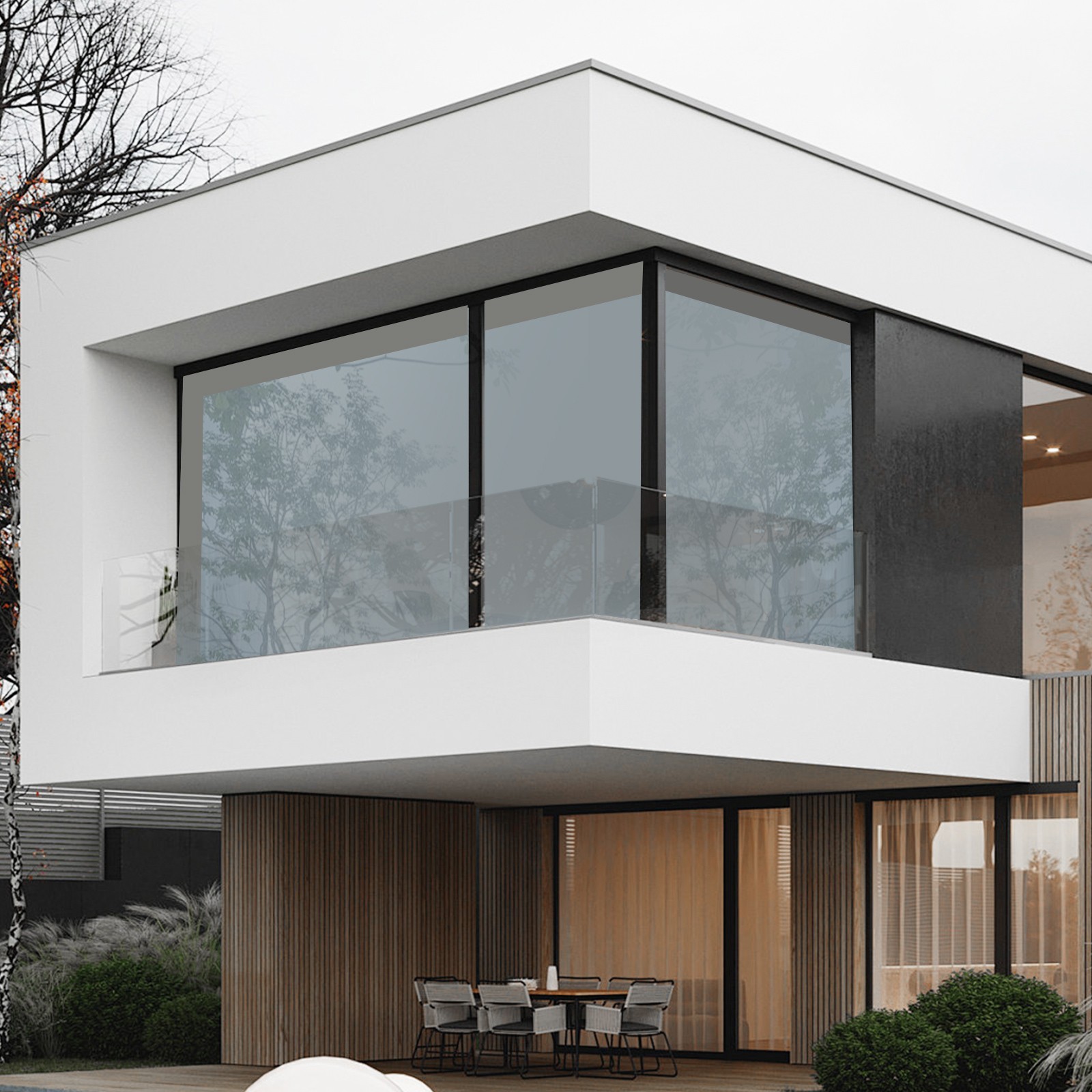 Window Tint for Home, One Way Privacy Film Heat & UV Blocking Gray Silver Film