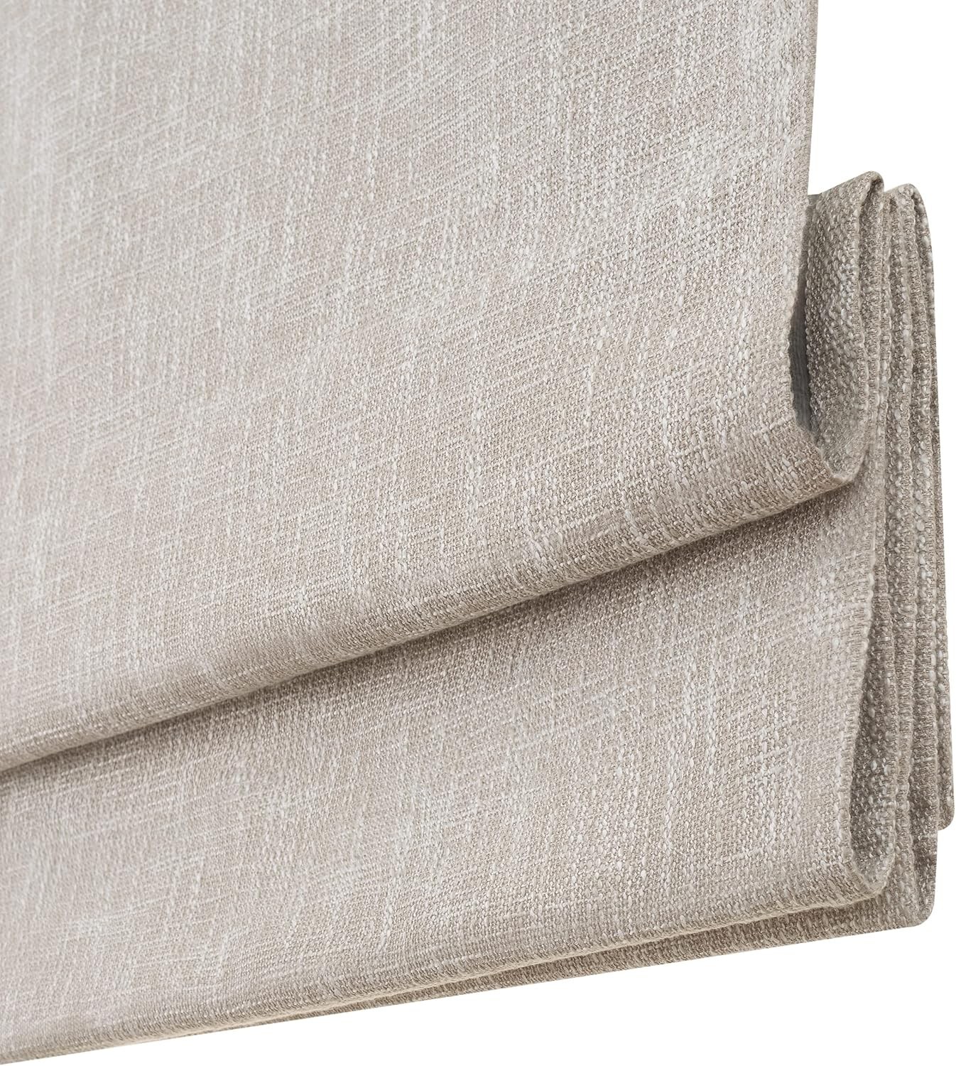 Motorized 100% Blackout Cordless 31″ W x 64″L Textured Roman Shade in Linen
