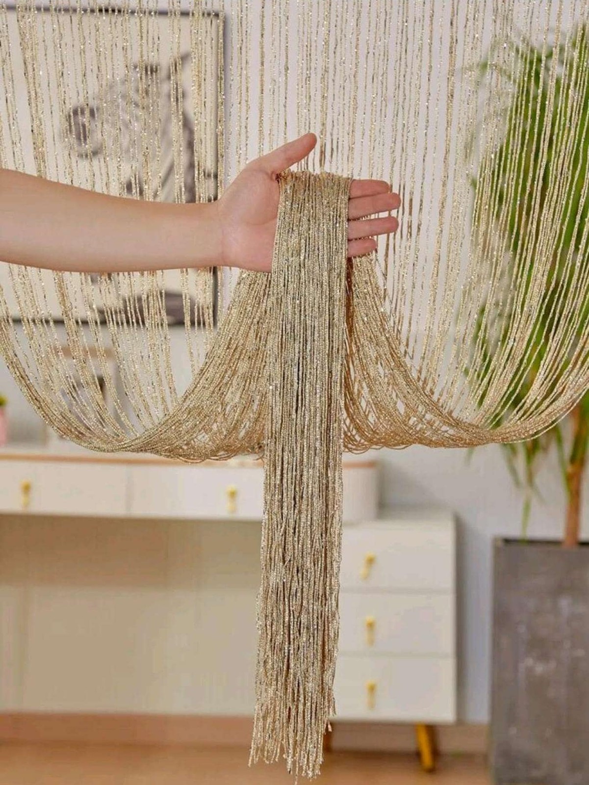 Gold Thread Beaded Curtain 100x200cm 2 Packs Or 4 Packs Or 300x300cm