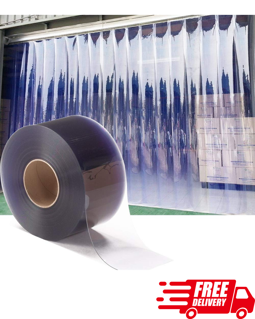 148ft Clear PVC Strip Door Curtain Roll, Industrial Commercial Vinyl, Pet