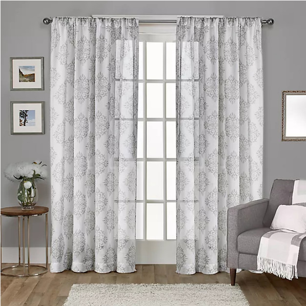 Sheer window curtain panels set 108″ x 108″ white gray rod pocket belgian linen