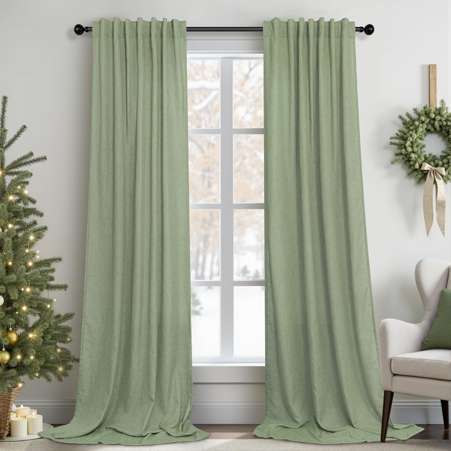 Large Back Tab Pocket Drapes for Living Room – 2 Panels