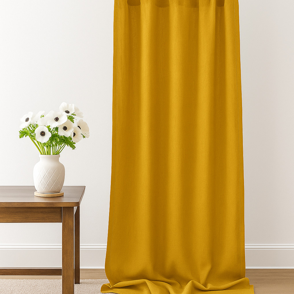 Mustard Yellow Linen Curtain Panel Boho Linen Drape for Living Room ,Bedroom