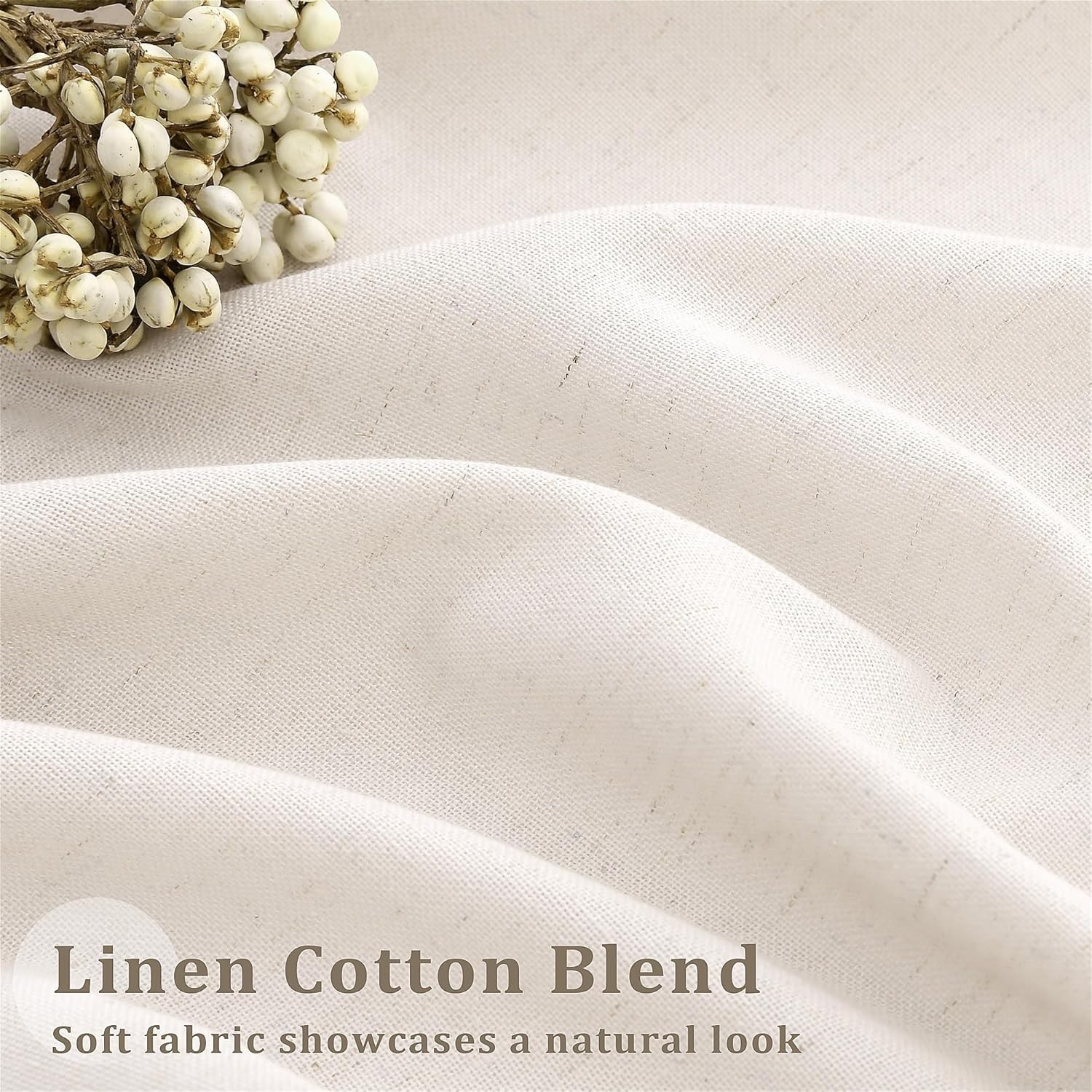 108″ Cream Linen Pinch Pleated Curtains – Light Filtering Drapes for Any Room