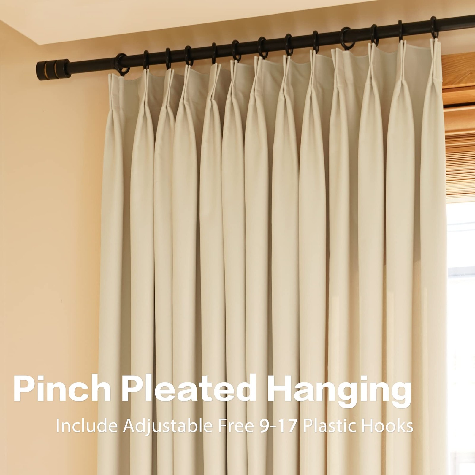 Huto Pinch Pleat Curtain Room Darkening Drapes 72 Inches Long For Living