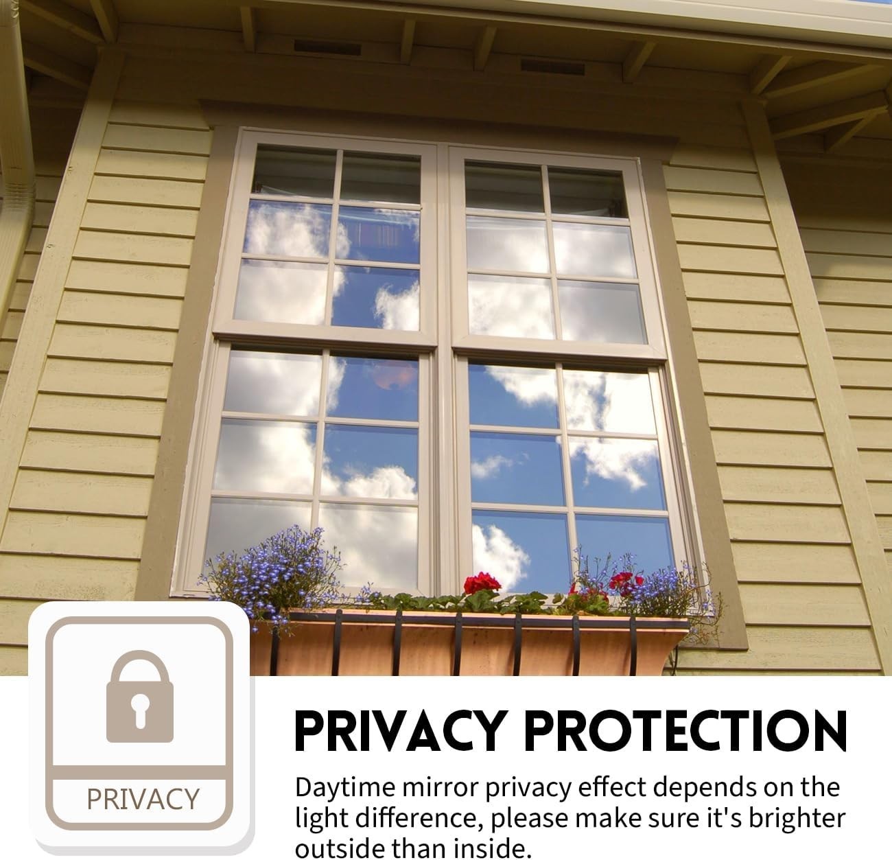 Daytime Privacy Window Film – Black-Silver Static Cling UV Blocking Tint