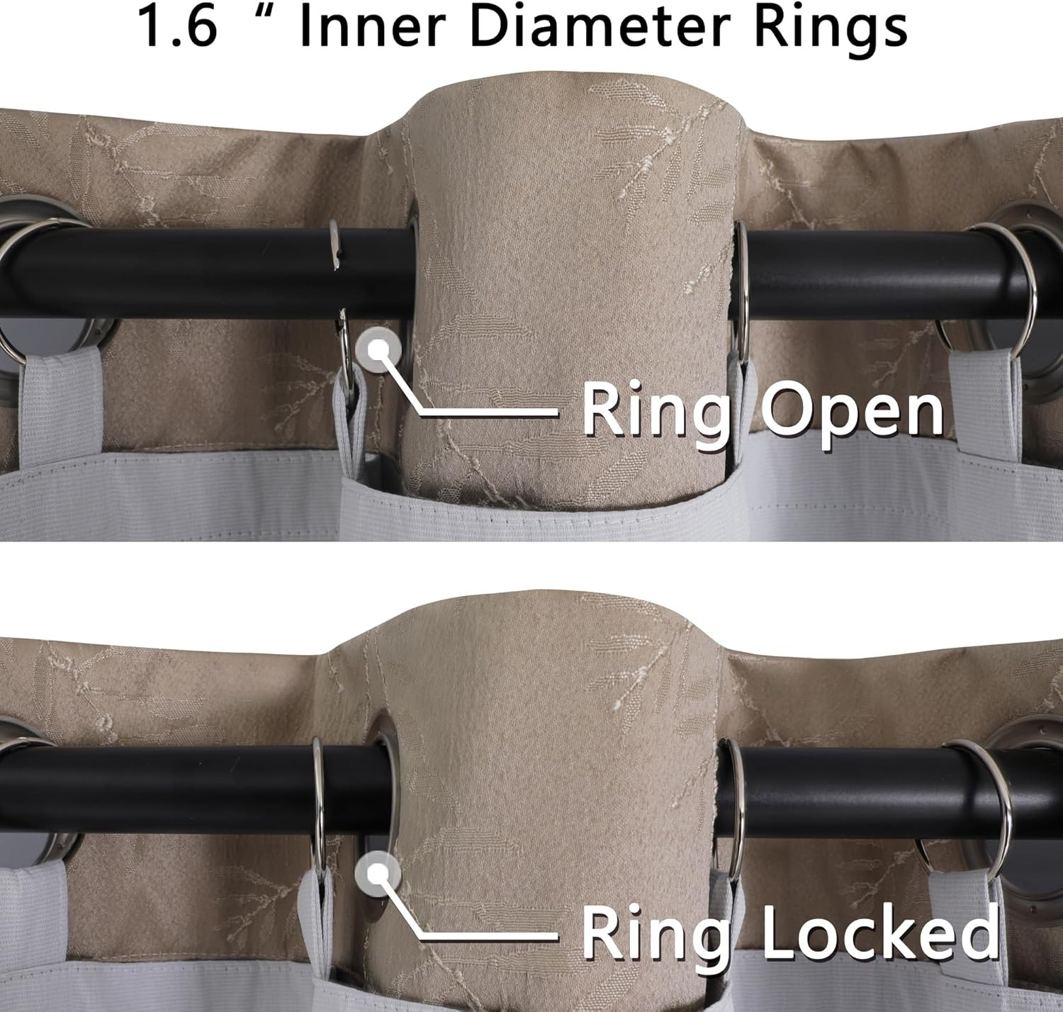 2 Panels 100% Blackout Curtain Liners, 100% Darkening Thermal Insulated Blackout