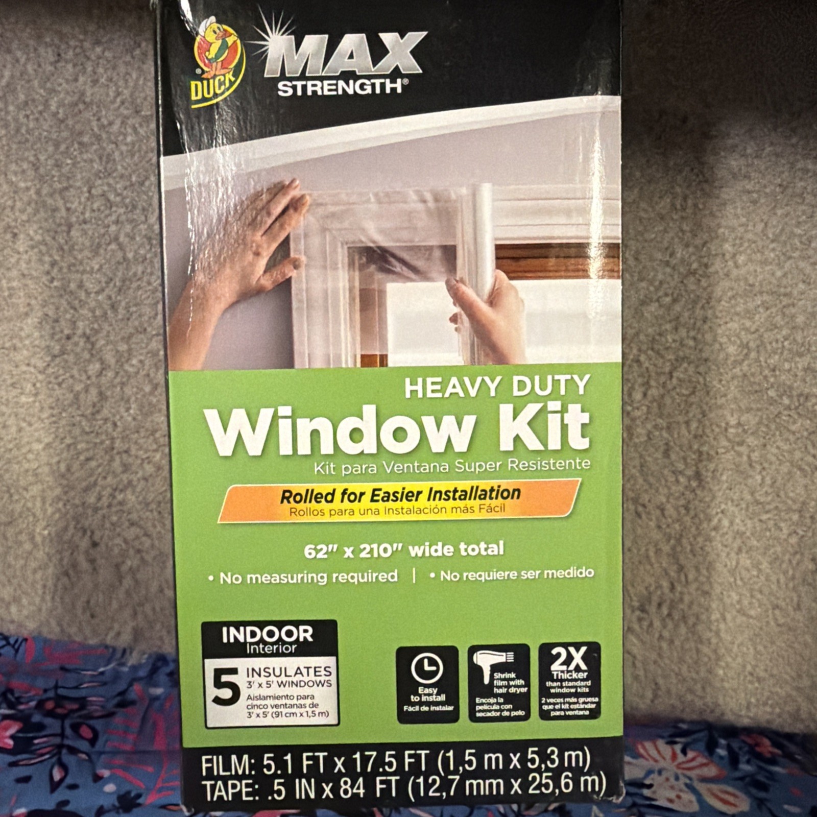 Duck Max Strength 5 Window Kit Heavy Duty Insulating Film 62″ x 210″ 1.5 Mil