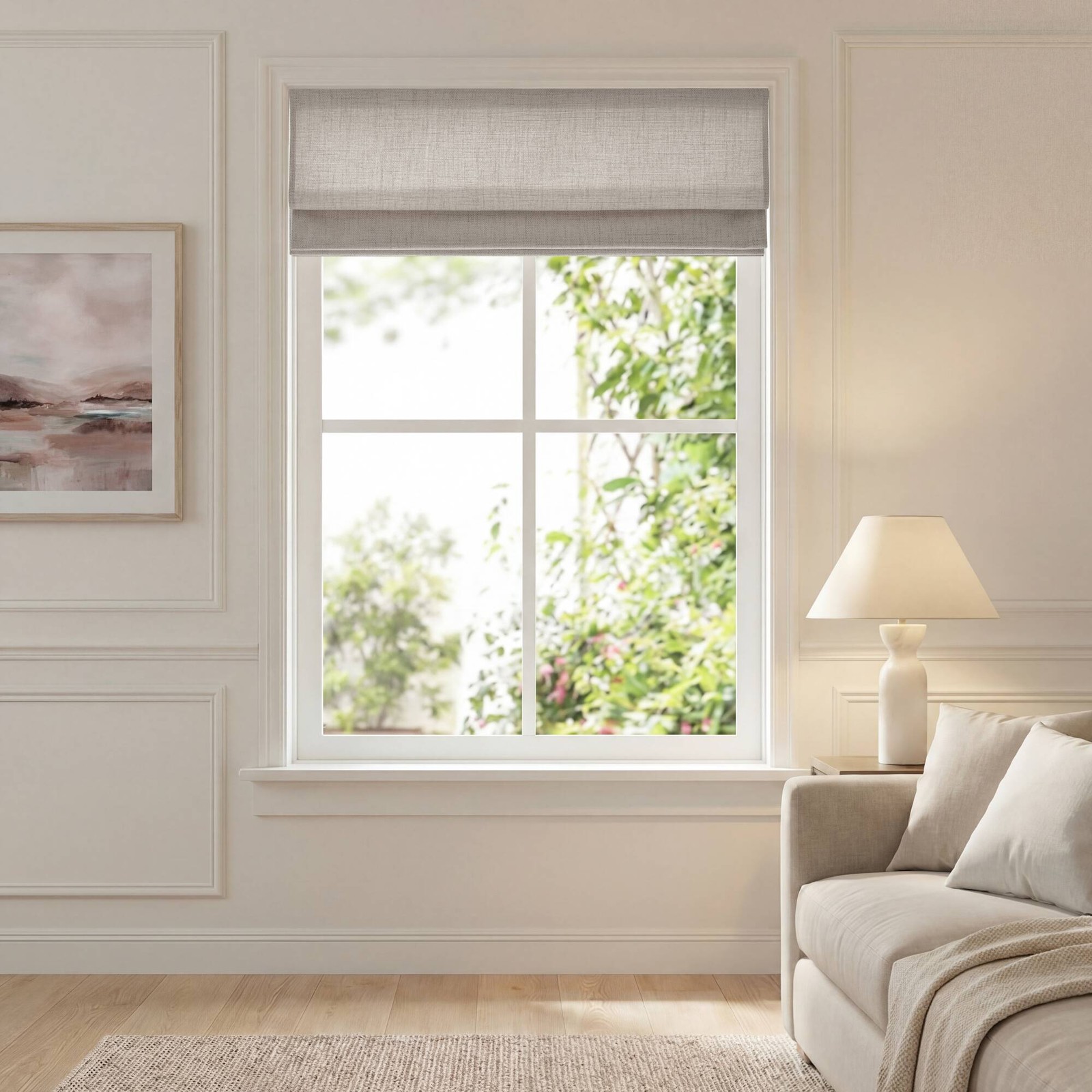 1 Piece 34×64″ Room Darkening Cordless Roman Shade,Grey